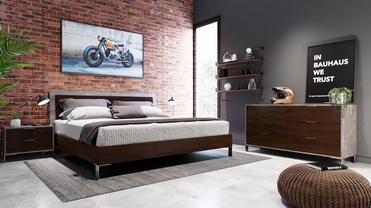 Jubilee Furniture - Camona Modern Dark Walnut & Faux Concrete Bedroom Set