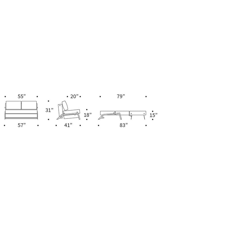 Innovation Living - Cubed 02 Sofa Bed with Chrome, Dark Wood or Lacquered Oak Legs, Full & Queen Size