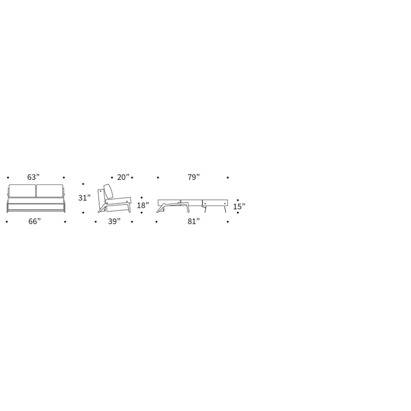 Innovation Living - Cubed 02 Sofa Bed with Chrome, Dark Wood or Lacquered Oak Legs, Full & Queen Size