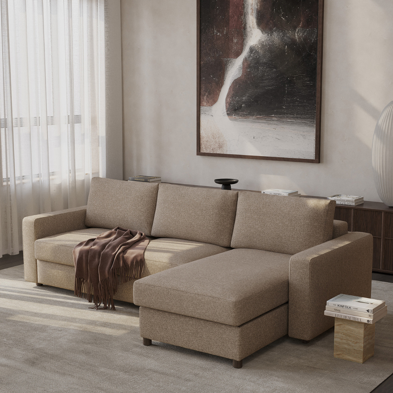 Innovation Living - Neah Sleeper Sectional with Chaise, Slim, Standard, or Curved Arms in Full, Queen, or King