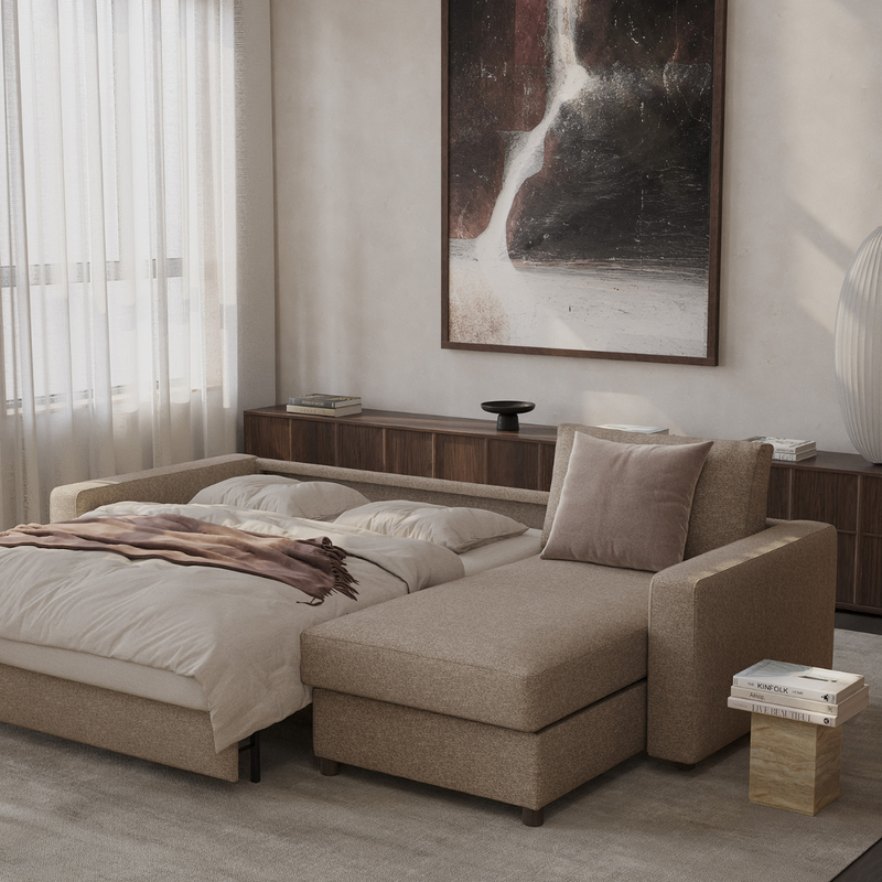 Innovation Living - Neah Sleeper Sectional with Chaise, Slim, Standard, or Curved Arms in Full, Queen, or King