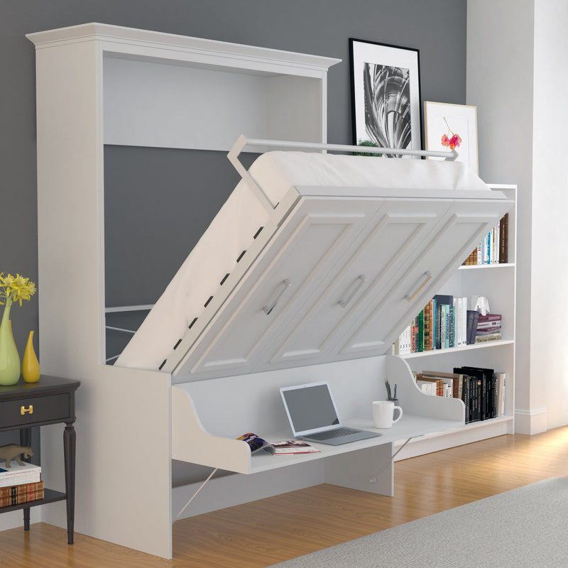 Leto Muro - Alegra Full Wall Bed with Desk in White Finish