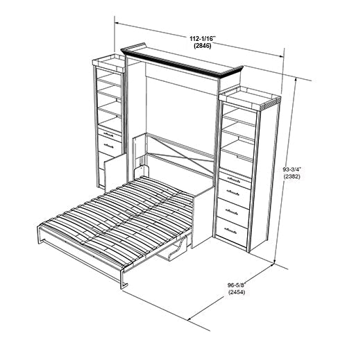 Leto Muro - Alegra Queen Wall Bed with Desk and 2 Towers in White Finish