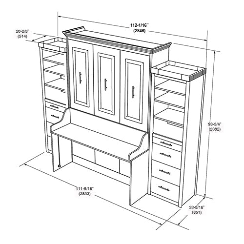 Leto Muro - Alegra Queen Wall Bed with Desk and 2 Towers in White Finish