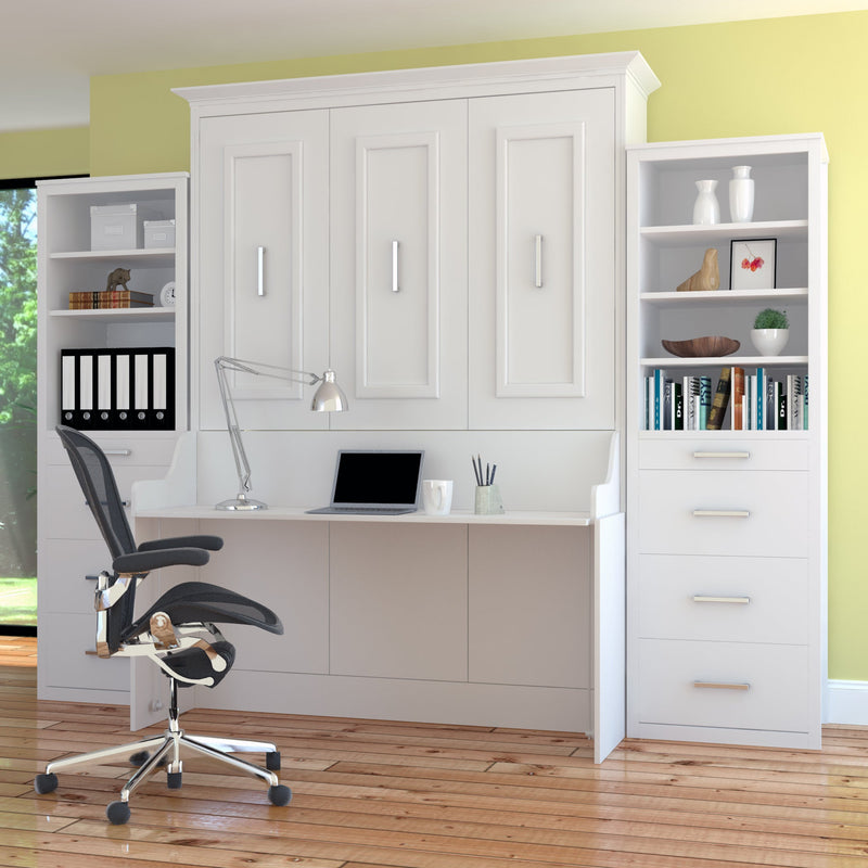 Leto Muro - Alegra Queen Wall Bed with Desk and 2 Towers in White Finish