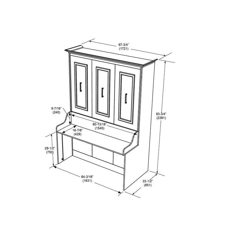 Leto Muro - Alegra Queen Wall Bed with Desk in White Finish