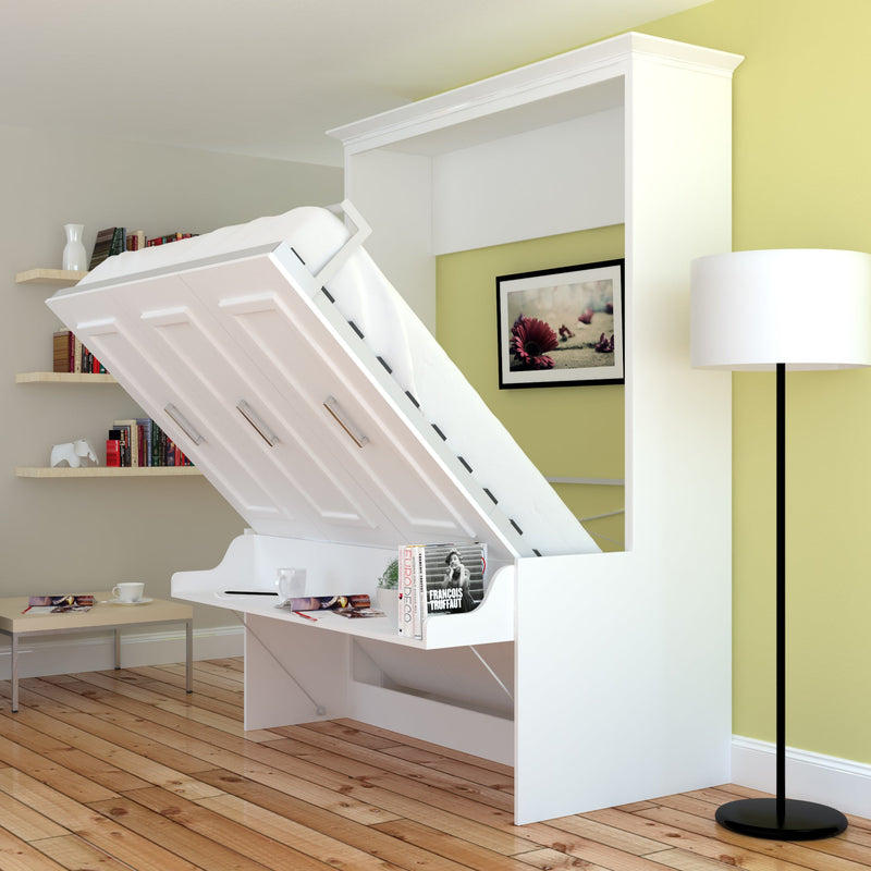 Leto Muro - Alegra Queen Wall Bed with Desk in White Finish