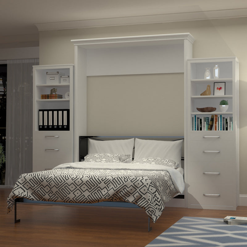 Leto Muro - Alegra Queen Portrait Wall Bed with Towers in White Finish