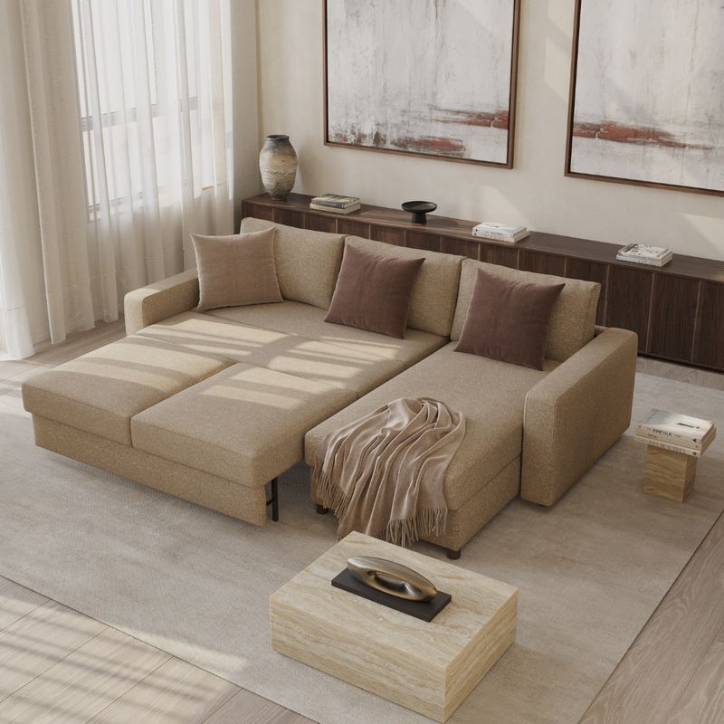 Innovation Living - Neah Sleeper Sectional with Chaise, Slim, Standard, or Curved Arms in Full, Queen, or King