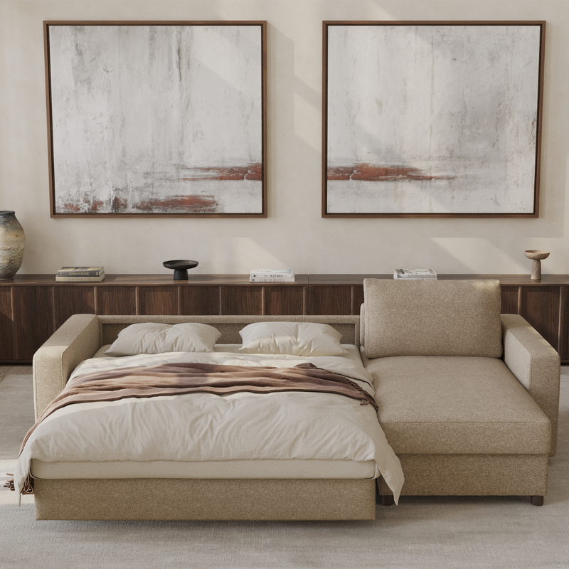 Innovation Living - Neah Sleeper Sectional with Chaise, Slim, Standard, or Curved Arms in Full, Queen, or King