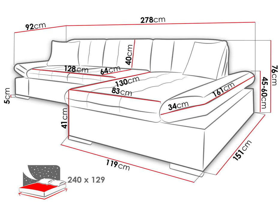 Maxima House - FELIX Sectional Sleeper Sofa