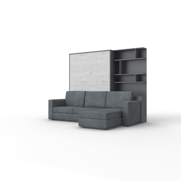Maxima House - INVENTO Vertical Full XL Murphy Bed with Sofa and Bookcase