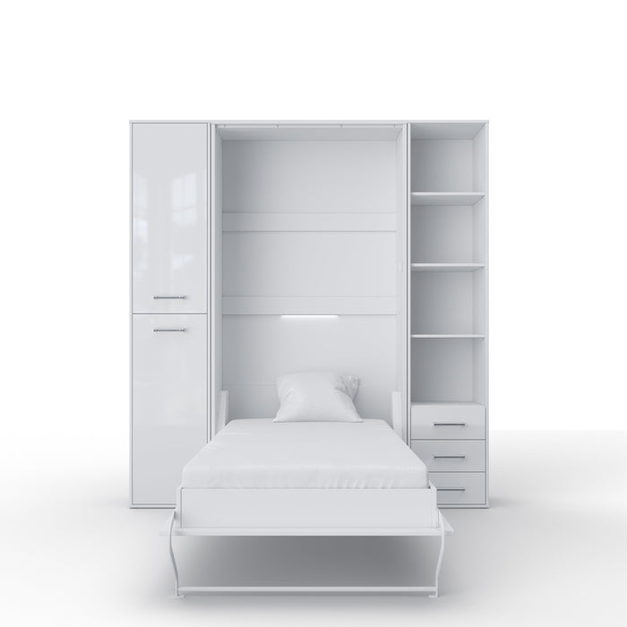 Maxima House - INVENTO Vertical Murphy Bed, European Queen  With Mattress and 2 Storage Cabinets