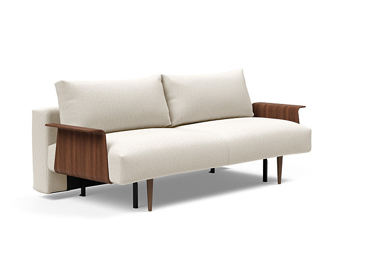 Innovation Living - Frode Dark Wood Styletto Sofa Bed with Upholstered or Walnut Arms