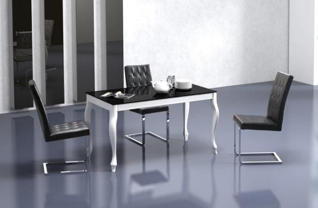 Maxima House - Retro Glass Top High Gloss Extendable Dining Table