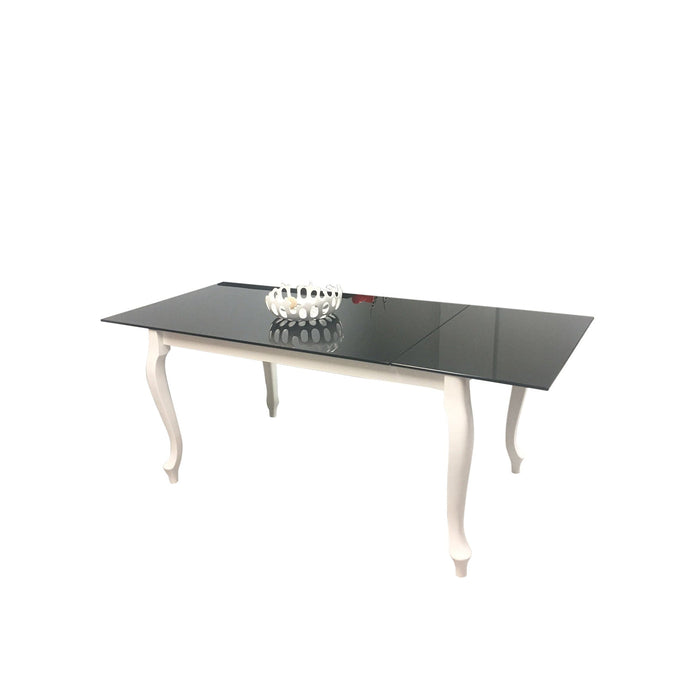 Maxima House - Retro Glass Top High Gloss Extendable Dining Table