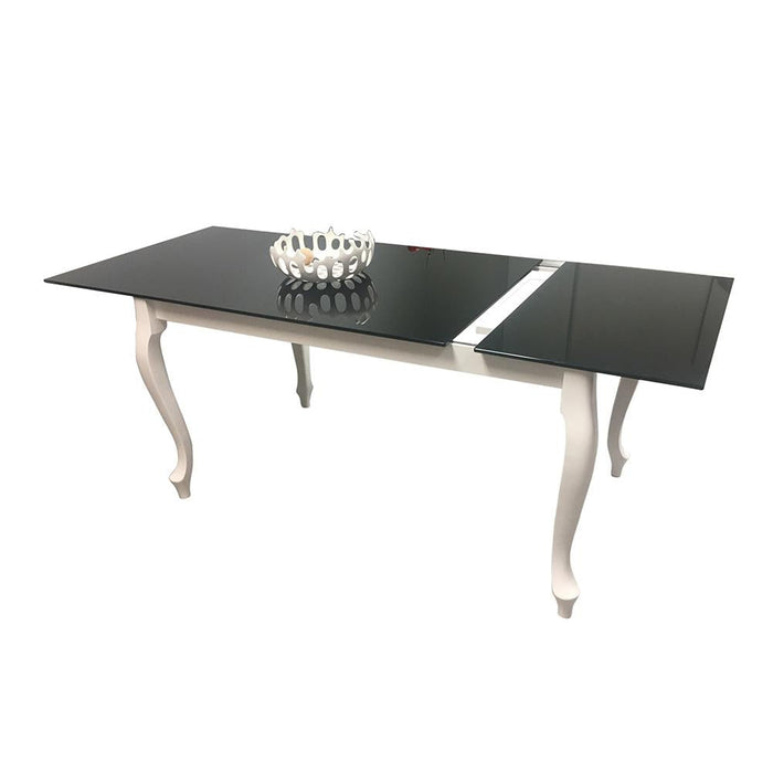 Maxima House - Retro Glass Top High Gloss Extendable Dining Table