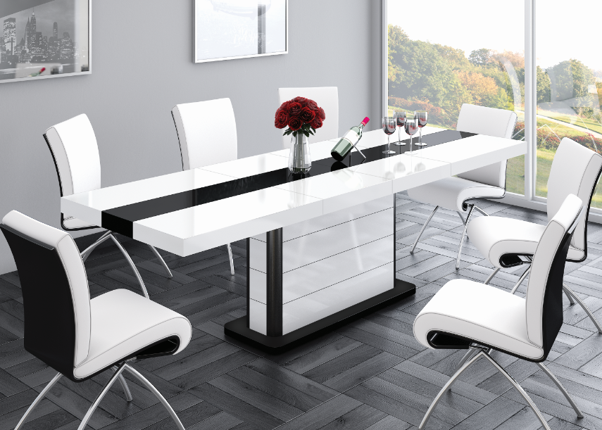 Maxima House - Pianosa White Gloss Extendable Dining Table