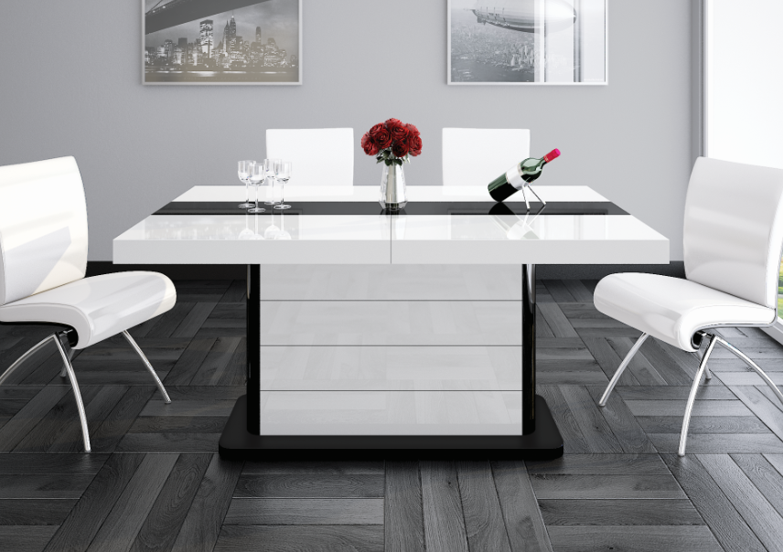 Maxima House - Pianosa White Gloss Extendable Dining Table