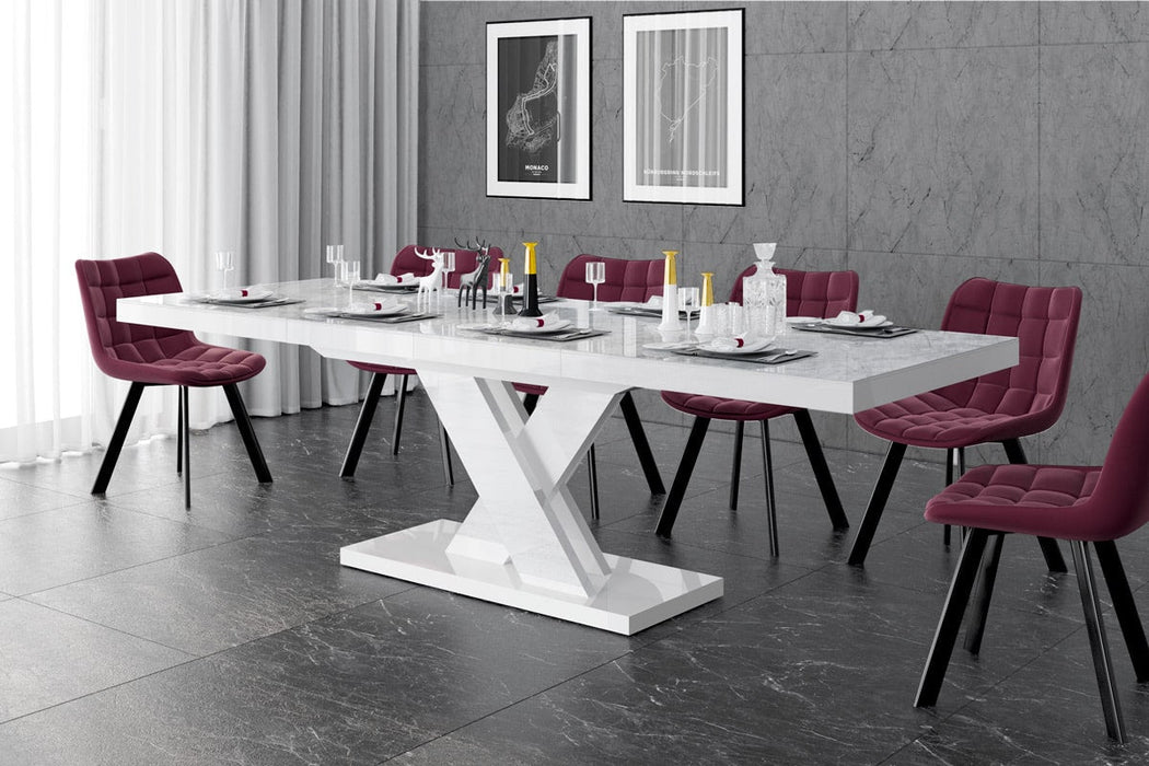 Maxima House - Xenna 7-Piece Glossy Extendable Dining Table Set w/ 6 Chairs HU0075K-332R