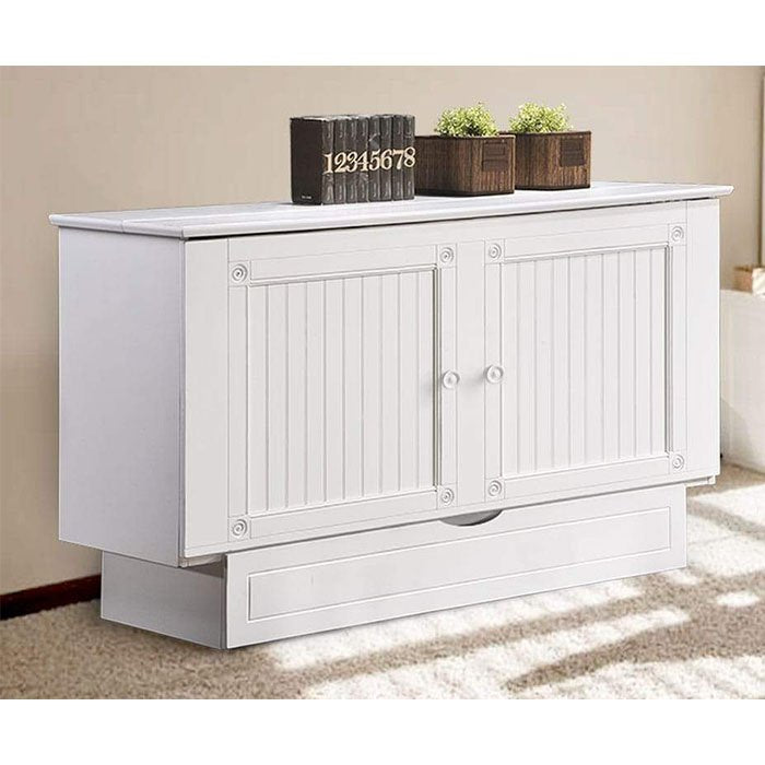 Arason - Creden-ZzZ Cottage White Cabinet Queen Murphy Bed with Mattress and USB Port