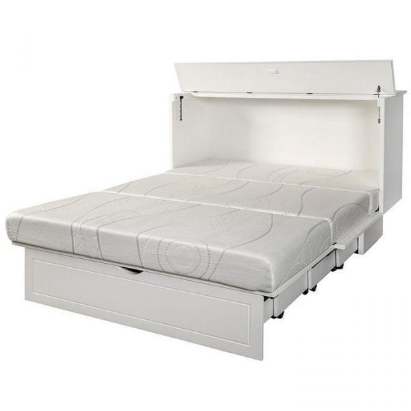 Arason - Creden-ZzZ Cottage White Cabinet Queen Murphy Bed with Mattress and USB Port