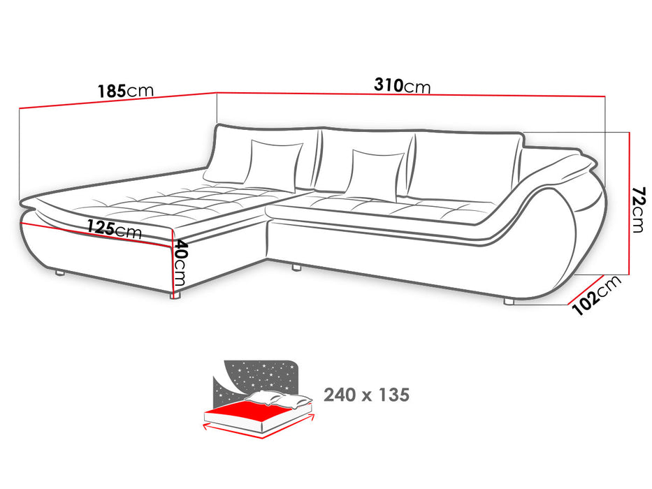 Maxima House - INGRID Sectional Sleeper Sofa with Storage